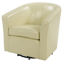 Pemberly Row 17.5" Bonded Leather Swivel Chair in Beige Finish