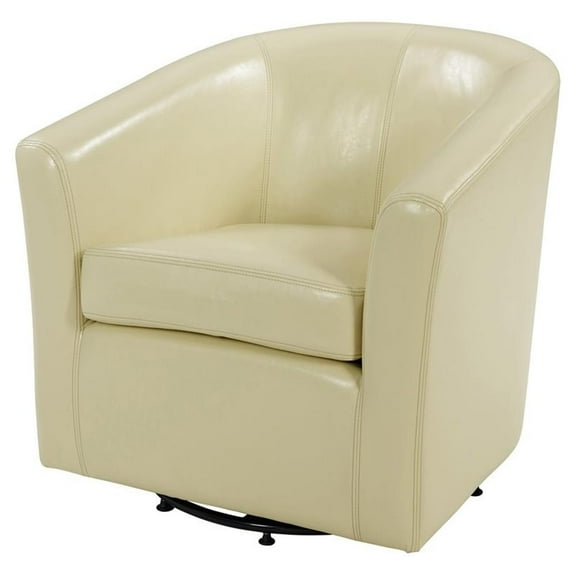Pemberly Row 17.5" Bonded Leather Swivel Chair in Beige Finish