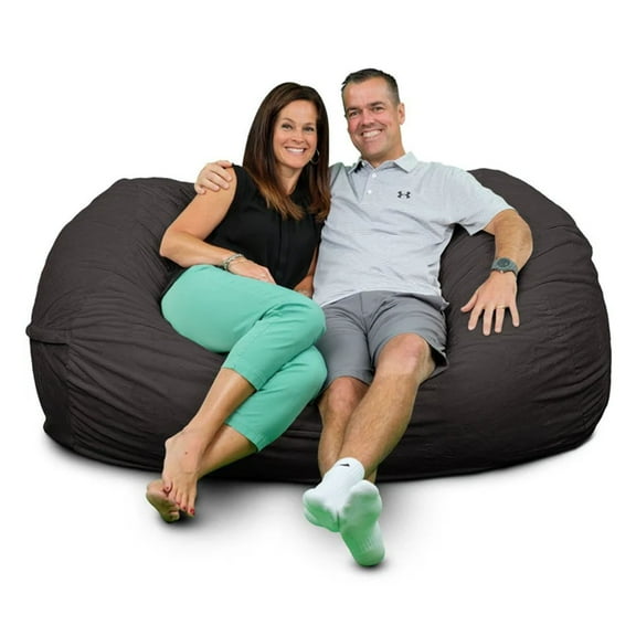 Ultimate Sack Lounger Bean Bag Chair Oversized Foam Loveseat, Grey Suede Cover