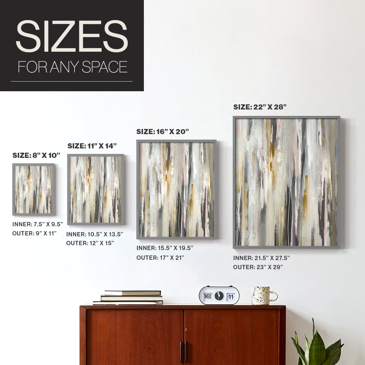 Color Ripple Framed Print in Gray Solid Wood Framed Print No Nail Hanging