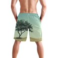 thumbnail image 3 of Dailycode Men's Quick Dry Swim Trunks Beach Shorts Casual Summer Board Shorts with Pockets, Tree and Moon, 3 of 8