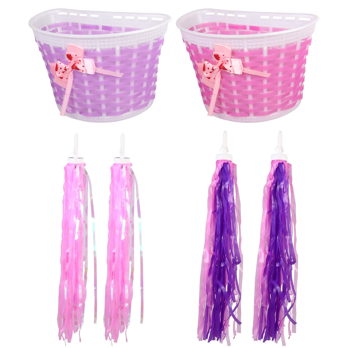 6pcs Kids Bike Handlebar Streamers and Baskets Handlebar Decorative