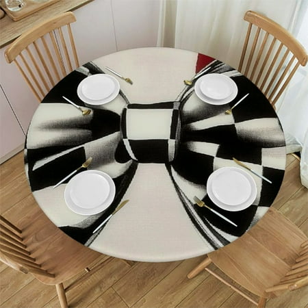 

Patifu Bow Checkered Pattern Round Tablecloth Stain-Resistant and Washable Ideal for Indoor and Outdoor Use Full Width Single-Sided Printing Waterproof Resistant Fabric 38 -42