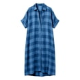 thumbnail image 5 of Wsysadlol Summer Dresses for Women Casual Plaid Print Button Up Shirt Dress Lightweight Breathable Half Sleeve Loose Long Tunic Plus Size Beach Cover Up And Loungewear, 5 of 5