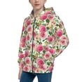 thumbnail image 2 of Pofeuu Rose Flowers Print Teenage Zipper Hoodie Sweatshirts Hooded Casual Jackets With Pocket For Boys Girls-Medium, 2 of 6