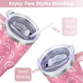thumbnail image 5 of 40oz Cute Watermelon Pattern Stainless Steel Flip Straw Tumbler Spill Proof Travel Cup Double Wall Vacuum Insulated Coffee Mug with Top Handle, 5 of 6