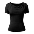 thumbnail image 4 of DHFJKG Cowl Neck T Shirts For Women Short Sleeve Slim Fit Basic Tee Casual Comfortable Summer Top Daily Wear Trendy Tops, 4 of 5