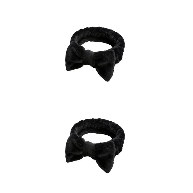 Minnieouse Banda para la cabeza decorativa elegante reemplazo Bowknot maquillaje de cara mujeres diadema sombreros regalo de cumpleaños Negro 2piezas