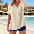 thumbnail image 4 of Miqool Women's Cotton Linen Blend Blouses Summer Short Sleeve V-Neck Shirts Casual Loose Fit Tunic Tops with Pocket, 4 of 9