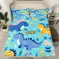 thumbnail image 2 of jejeloiu Colorful Dino Balloon Twin Sheet Sets,Rustic Flowers Floral Twin Fitted Sheet,Cute Cartoon Dinosaur Flat Sheet For Boys Teens,Breathable Home Decor,3pcs, 2 of 7