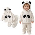 thumbnail image 5 of Ulanda Toddler Baby Boy Infant Girls Clothes Unisex Fleece Panda Hoodie Coats and Pant Outfit Set (White, 2-3 Years), 5 of 9