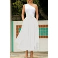 thumbnail image 3 of Chouyatou Women's Elegant High Waisted Side Slit Irregular Bohemian Maxi Skirt with Pockets, 3 of 4