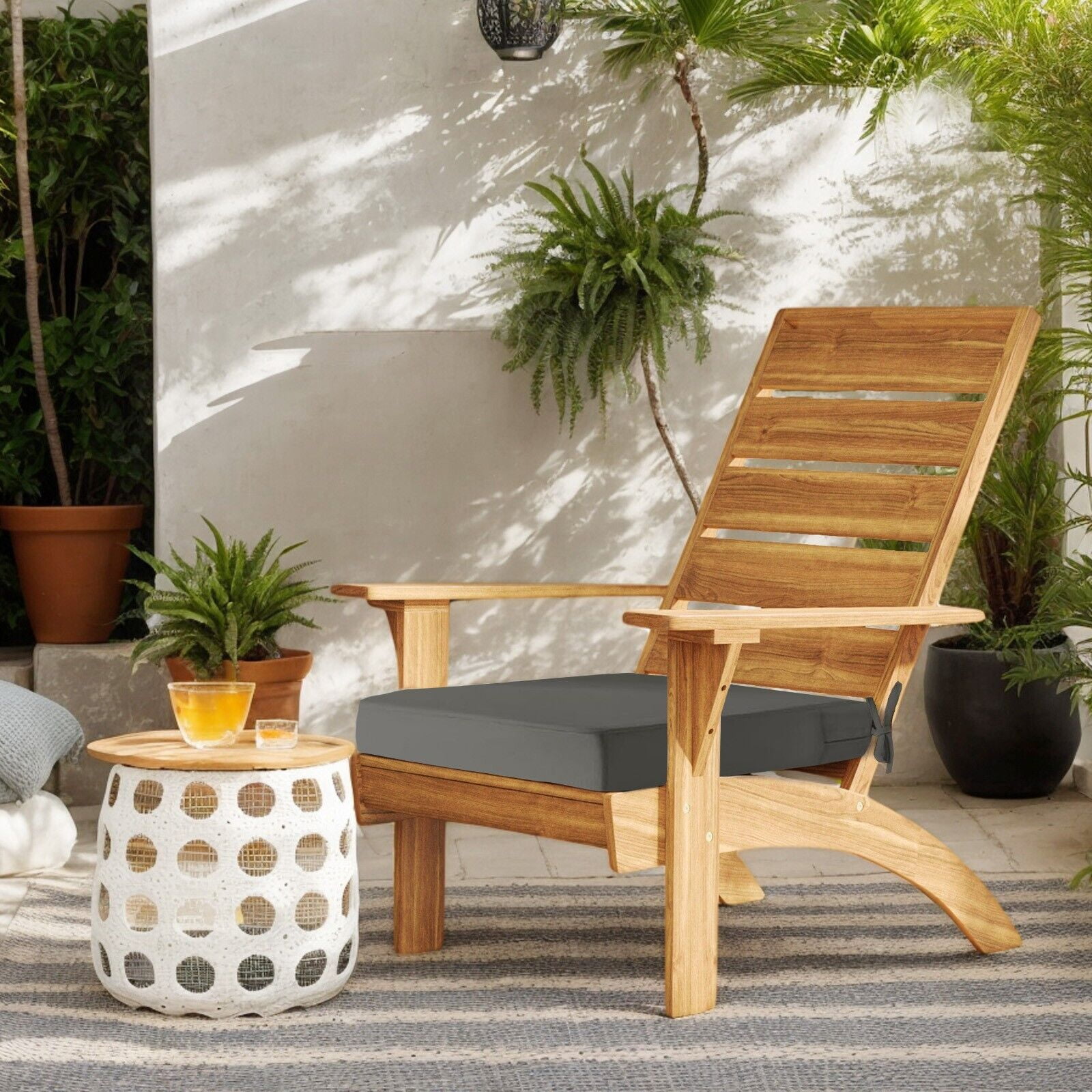(Set of 2) Outdoor Chair Cushions for Patio Furniture, Waterproof 19" x 19" x 3" Square Patio Chair Seat Cushion with Non-Slip Ties & Handle