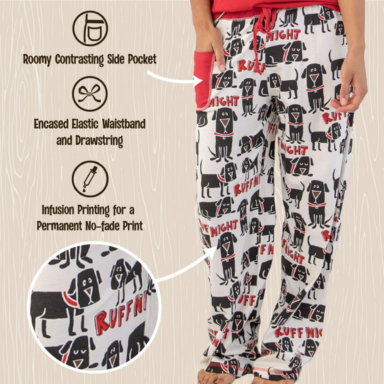 LazyOne Pajamas for Women, Cute Pajama Pants and Top Separates, Snug Pug,  X-large 