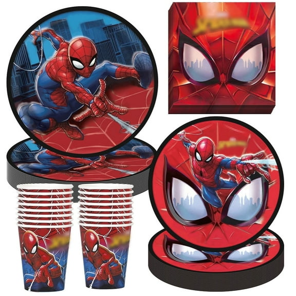 Forfamy Spider Birthday Plates and Napkins Party Supplies, 80 Pcs Spider Birthday Party Supplies and Decorations for kids Birthday Party, Serves 20 Guests
