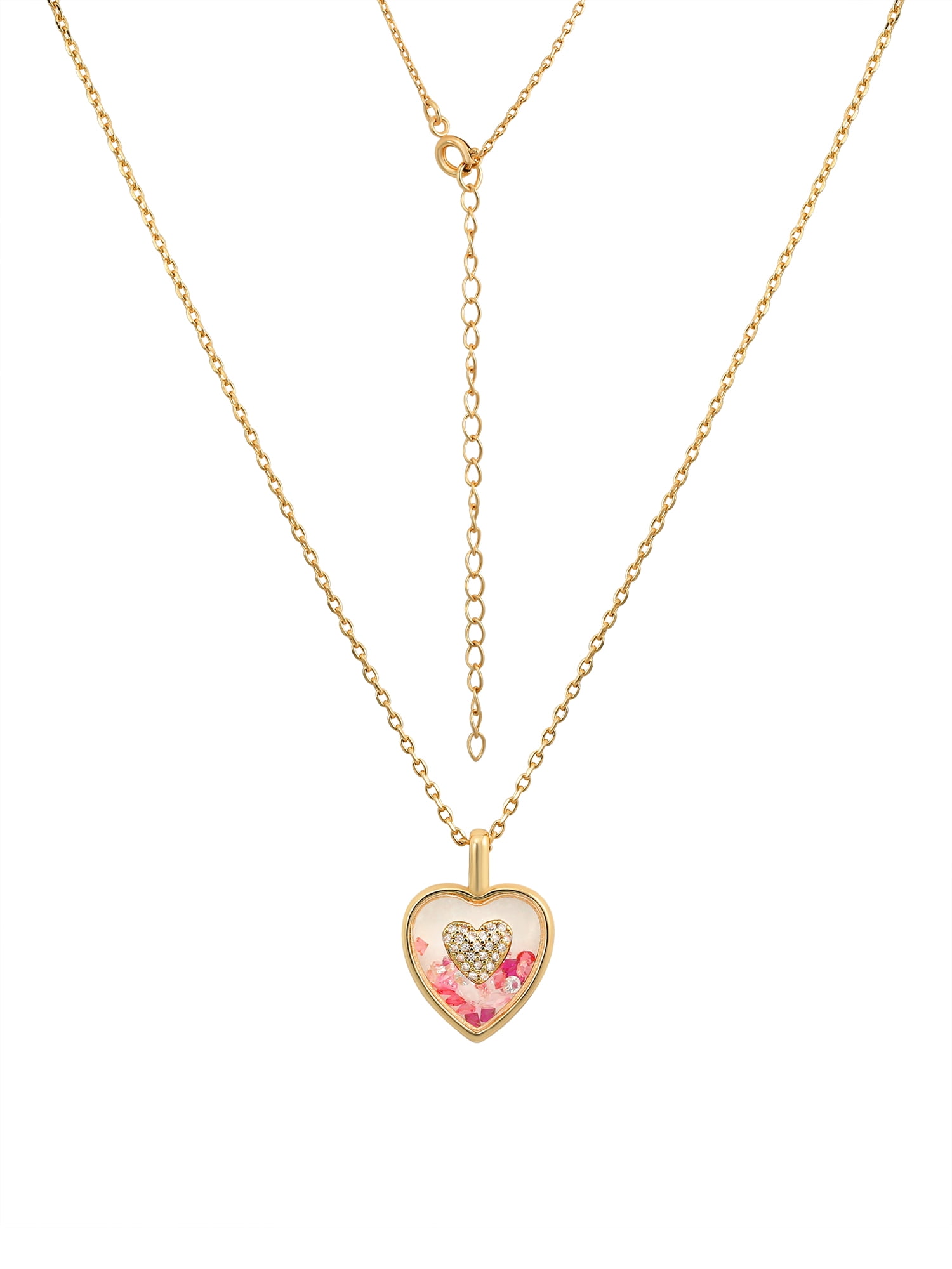 Believe by Brilliance Crystal and Cubic Zirconia Heart Shaker Necklaces in 14KT Gold Flash Plated