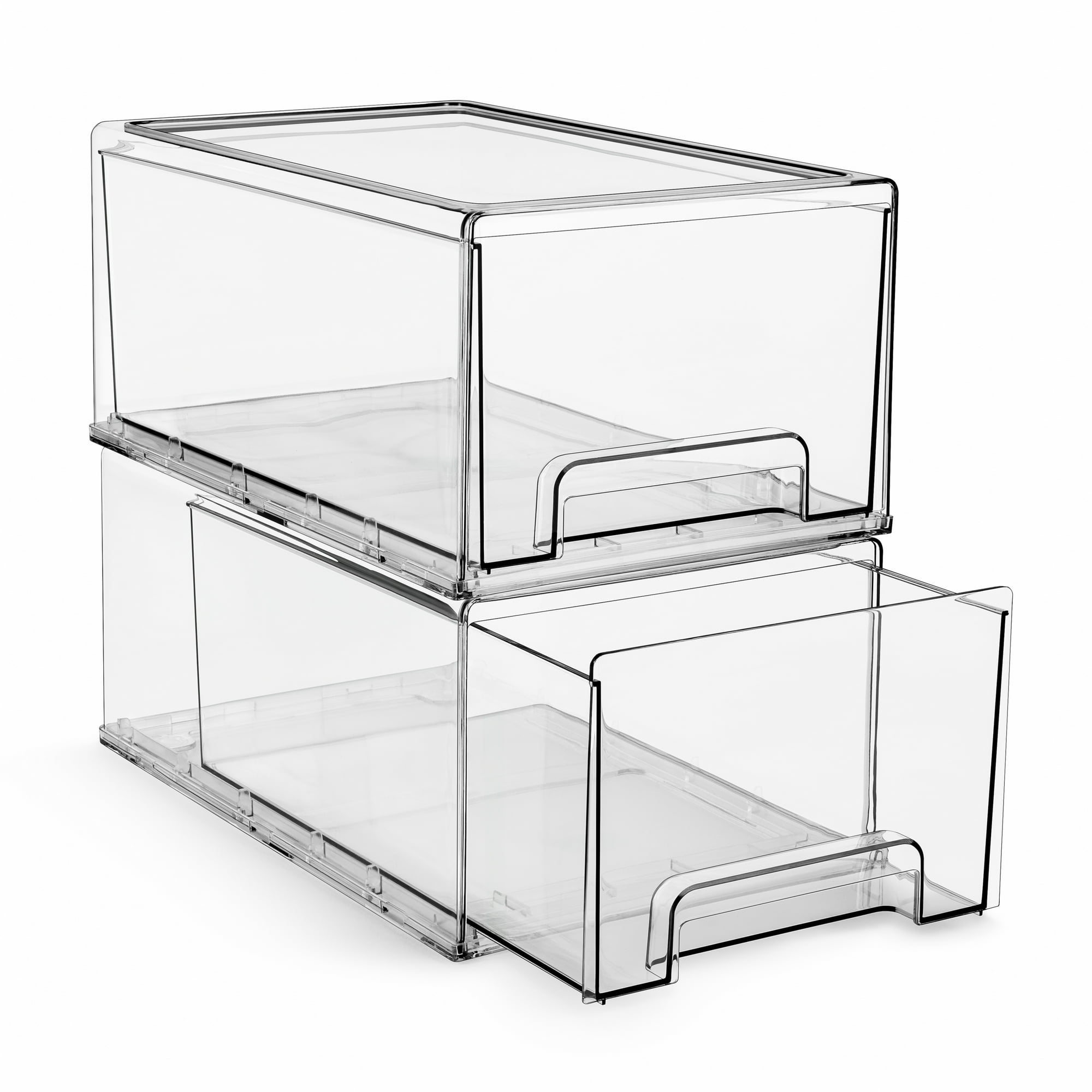 Sorbus Large Pull Out Organizer Bins, Clear Stackable Storage Drawers for Cleaning Supplies (2 Pack)