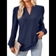thumbnail image 1 of Blusas para Mujer, Elegantes, Informales, con Cuello en V, Larga, Blusas para Mujer con Mangas Abullonadas Azul Marino XXL, 1 of 10