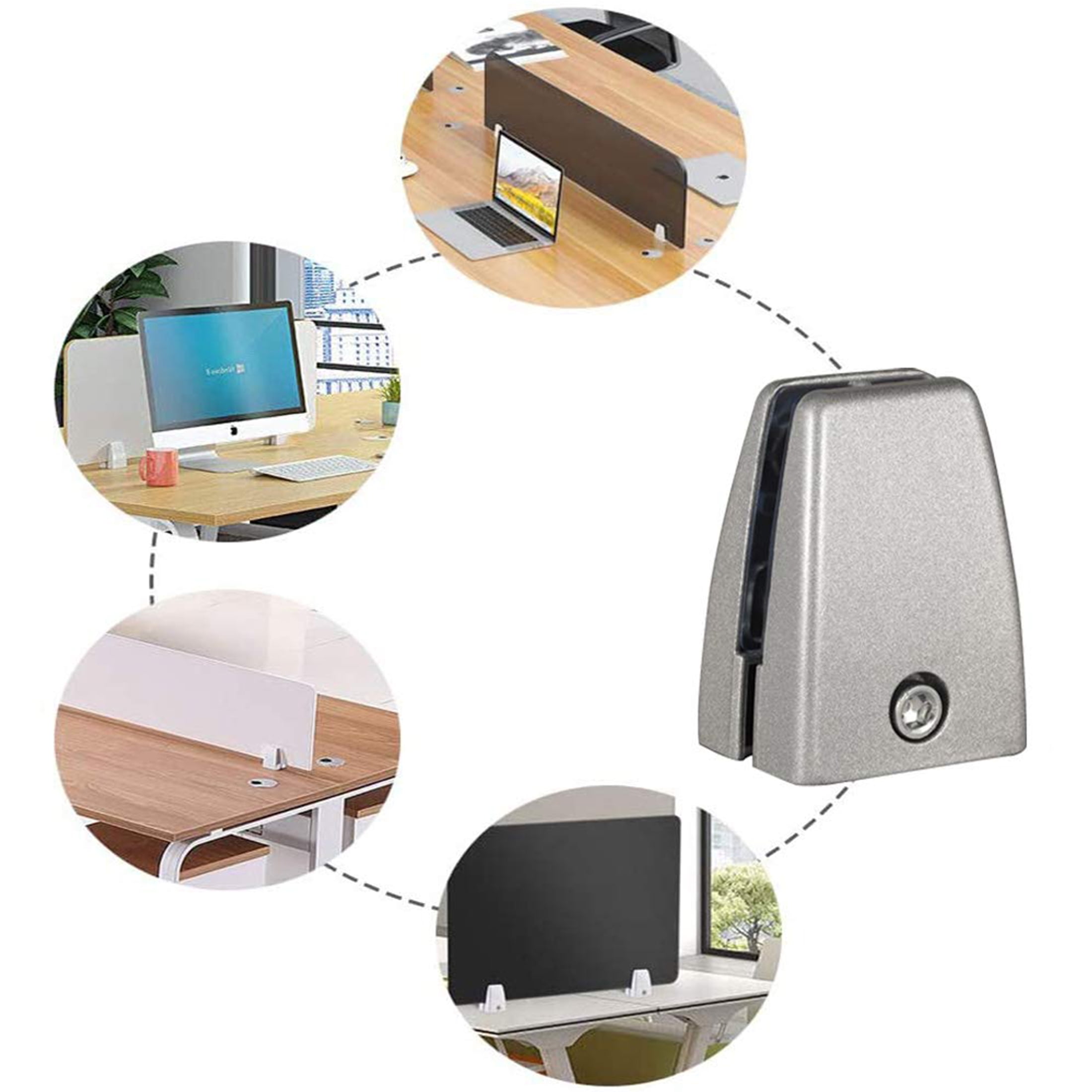 VANROUG 20 PCS Office Desk Partition Support Bracket,Desk Divider Clamp Brackets Shelf Clip Clamp Holder Screen Clip Holders,Desk Privacy Screen Clips Clamps Sneeze Guard Bracket Support 0-1/2" Panel