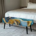 thumbnail image 2 of FUIALDOLG Blue Golden Marble Print Dining Bench Cover Washable Stretch Piano Bench Seat Cover Removable Rectangle Seat Cushion Protector for Home Patio, Bedroom, Hotel, 2 of 7