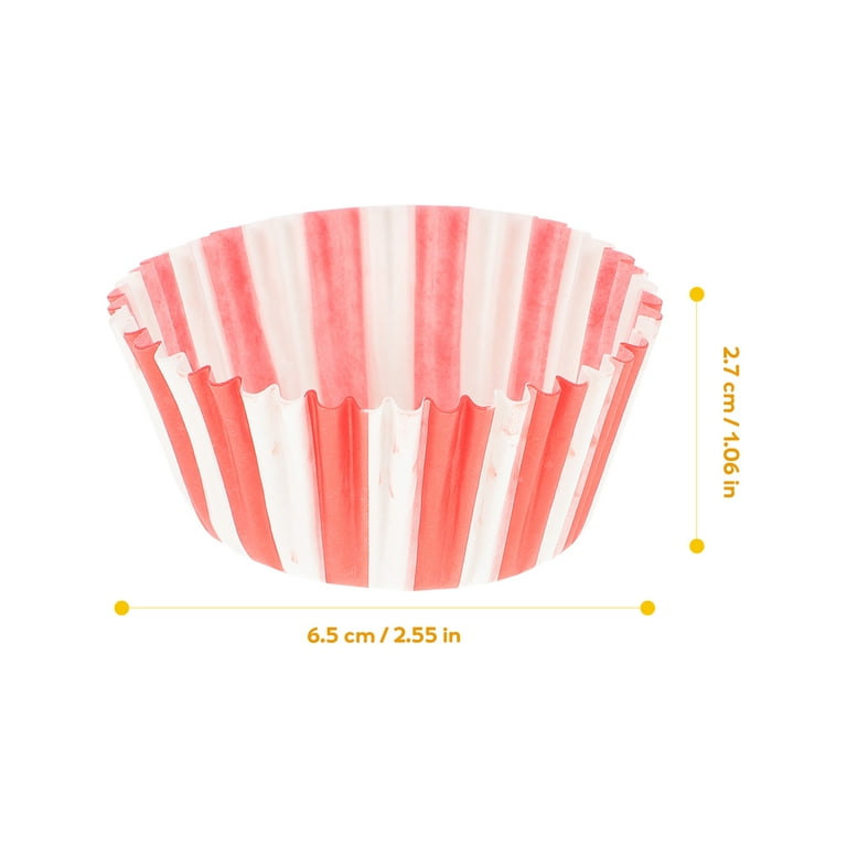 50-Pack Muffin Cups Baking Paper Cup Cupcake Muffins Liners Red and White Stripes Baking Cups, Bottom Dia 2.3 inch