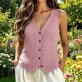 thumbnail image 2 of Women's V Neck Button Down Vest, Sleeveless Summer Knit Tank, Lightweight Casual Layering Top, 2 of 4