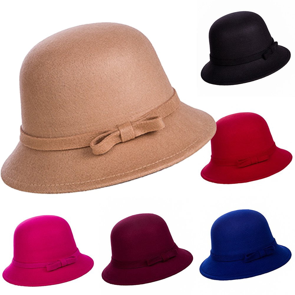 Womens 1920s Bucket Cloche Hat Winter 