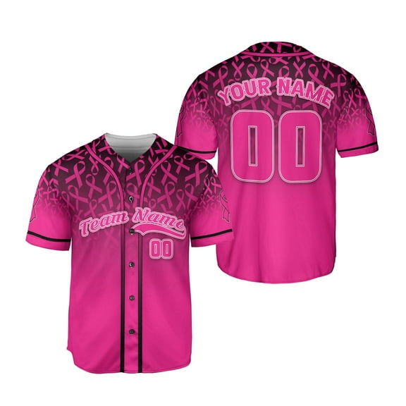 Customized Name Number Team Name Breast Cancer Baseball Jersey, Breast Cancer Survivor Pride unisex shirt for women men (Style1, S)