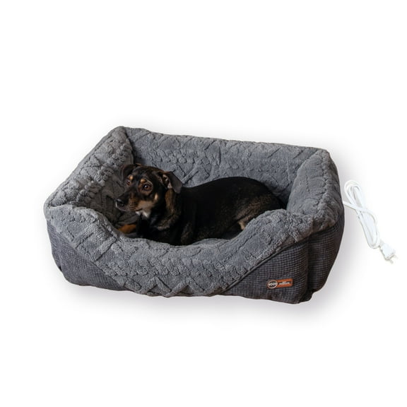 K&H Pet Products Thermo-Pet Lounge Sleeper Heated Cat & Dog Bed Gray Small 20.5 X 19.5 X 6.5 Inches