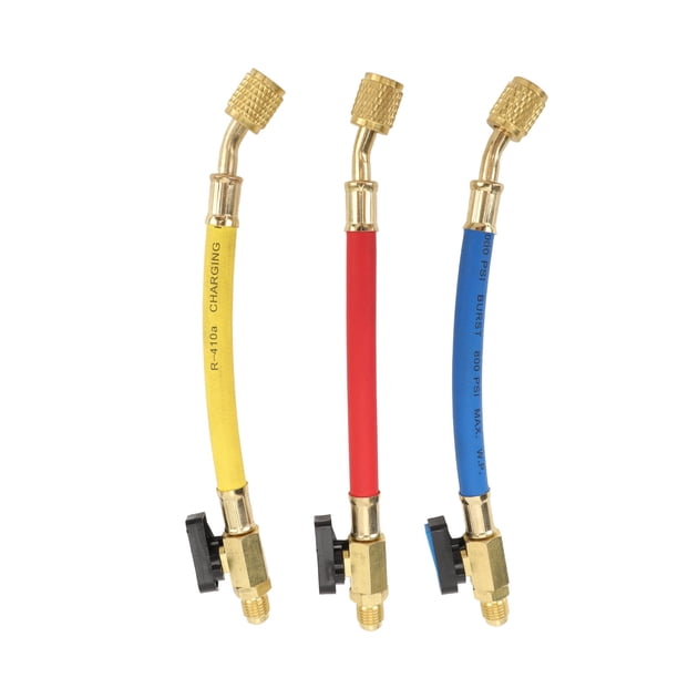 Kit De Manguera De Calibre De Colector HVAC, Construcción De Latón, Conexión Rápida, Juego De Manguera De Carga De Refrigeración, Codificado Por Colores Para Mantenimiento Del