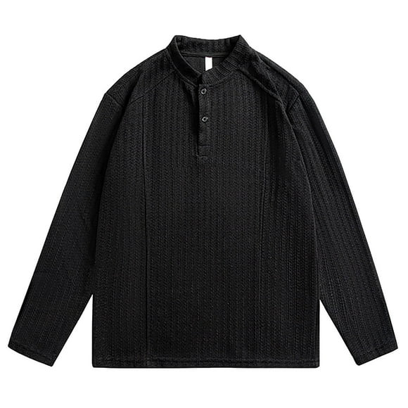 LNWUY Chemises à Boutons Décontractées Vintage pour Hommes, Manches Longues, Col Rabattu, Confort Léger, Noir m