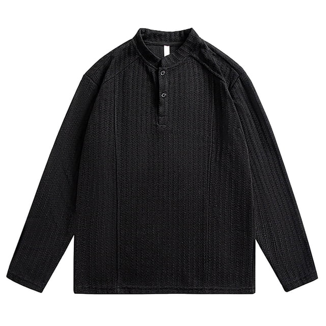 pstuiky Camisas casuales de manga larga para hombre, Blusa informal de manga larga con cuello vuelto y botones, estilo vintage, de color liso, con bolsillos y bolsillos para hombre xl