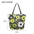 thumbnail image 5 of FORMRS Womens Canvas Tote Bag with Zipper Inner Pocket Shoulder Handbag, Green Flower Pattern, 5 of 7