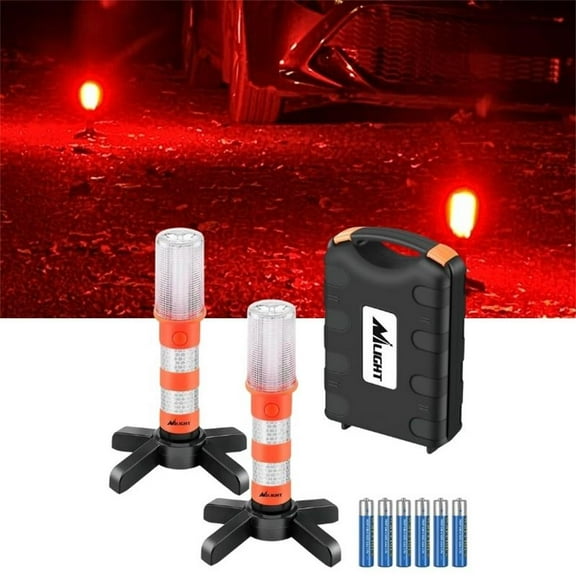 2 Pack Led Emergency Roadside Kit for Car,Magnetic Base, Detachable Stand Solid Storage Case,Use for Car Truck Beacon Safety Strobe Light Warning