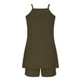 thumbnail image 5 of QATAINLAV Womens Summer Mini Romper Dress Sleeveless V Neck Spaghetti Strap Outfits Built in Shorts 2 Piece Workout Tennis Short Dress Sets Army Green M, 5 of 7