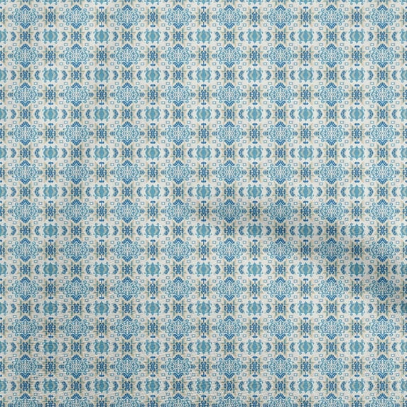 oneOone Cotton Silk White Fabric Asian Kilim Sewing Craft Projects Fabric Prints By Yard 42 Inch Wide