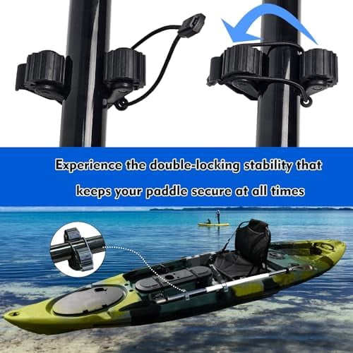 1005 2 PCS Kayak Paddle Holder Track Mount Accessories, Compact Space-Saving Rail Rack with Rubber Rollers, Tool-Free Install & Quick Remove, Compatible with Most Kayak Tracks