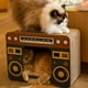 thumbnail image 5 of Casa rascadora para gatos de cartón, espacio grande, casa rascadora para gatos transpirable para descansar tocando la Radio, 5 of 5