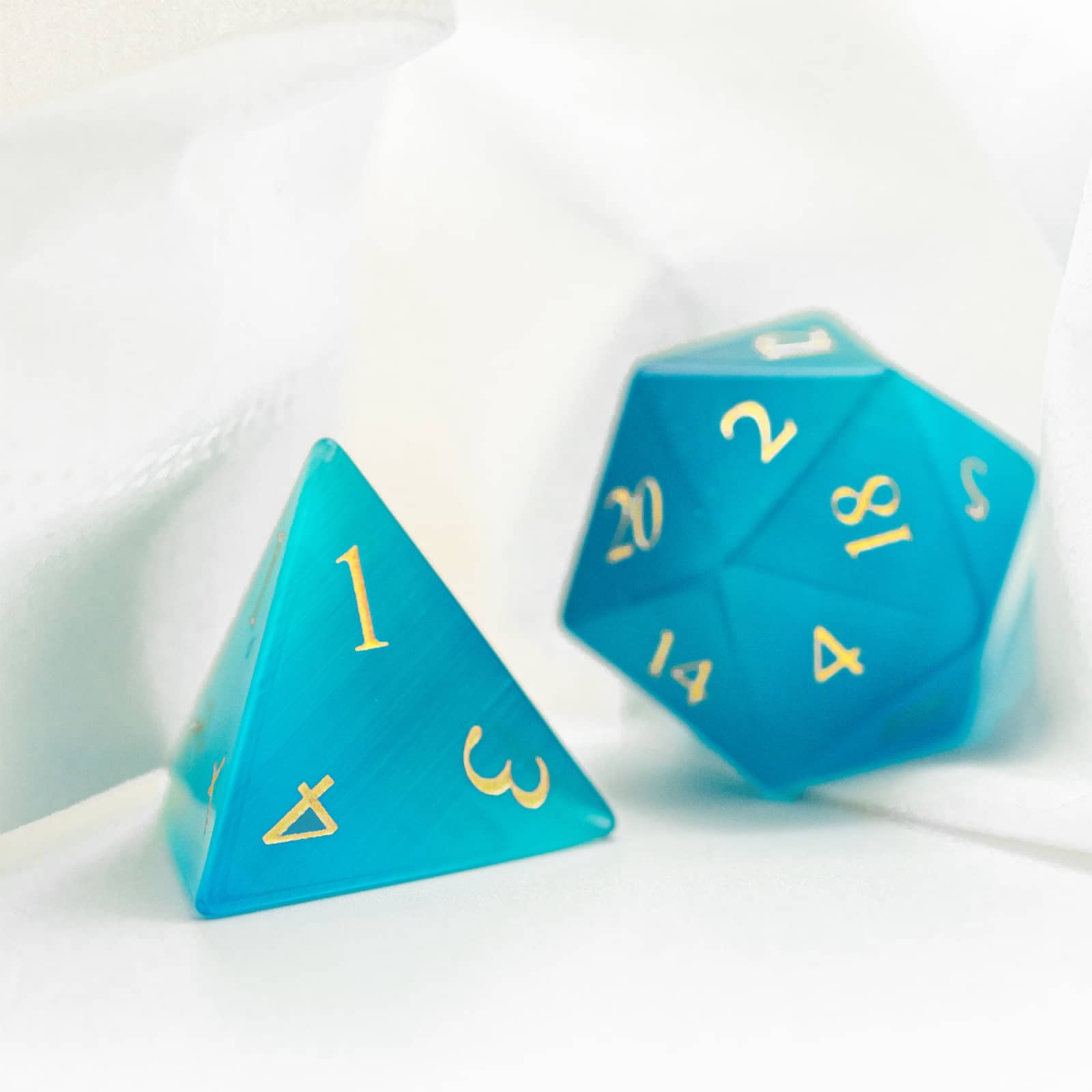 Cusdie Set of 7 Handmade Stone Dice, 16mm Polyhedral Stone D&D Dice Set with Leather Box, DND Dices for Collection