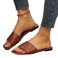 thumbnail image 3 of Domuza Flat Sandals for Women 2026 Summer New Soft Lightweight Square Open Toe Slides Beach Vacation Casual Home Shower Slipper Brown 6.5（EU-37）, 3 of 3
