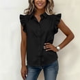 thumbnail image 6 of MORESEC Women's Plus Size Blouse Sleeveless Collared Ruffle Button Down Shirt Casual Party Wear Tops, Black 3XL, 6 of 6