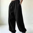 thumbnail image 4 of Luvrsol Womens Sweatpants Oversized Drawstring Jogger Sweatpants High Waist Loose Solid Casual Jogger Pants, Black S, 4 of 7