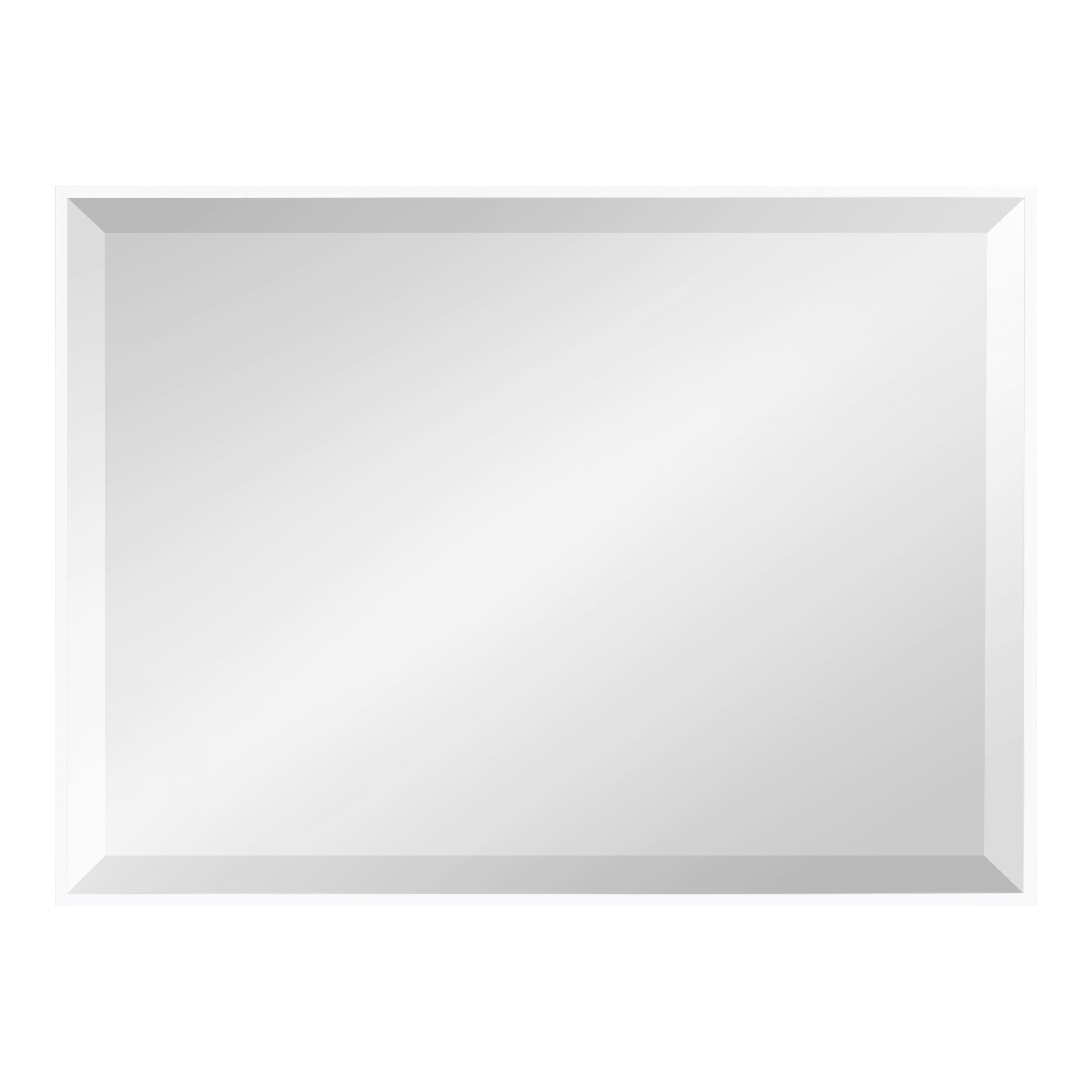 Kate And Laurel Rhodes Modern Decorative Rectangle Wall Mirror, 18.75" x 24.75", White, Contemporary Wall Decor