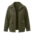 thumbnail image 4 of Enjoytime Lightweight Jacket Women Fall Winter Lapel Collar Zip Up Cropped Coat Casual Trendy Long Sleeve Outerwear, 4 of 7