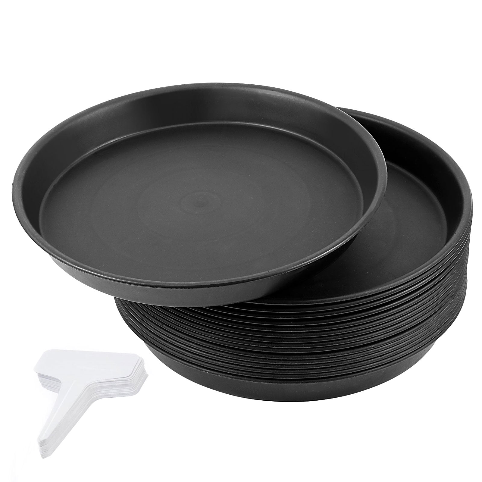 KINJOEK 15 PCS 12 Inch Plant Saucer Black Plastic Round Plant Drip Tray Flower Pot Saucers with