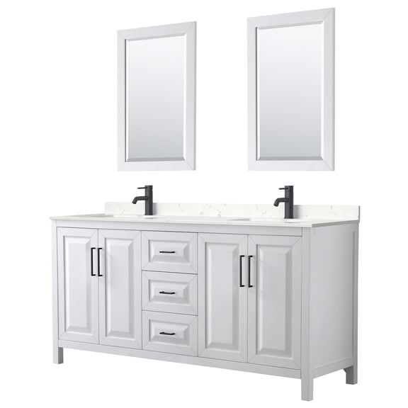 Wyndham Collection WCV252572DWBC2UNSM24 Daria 72" Free Standing Double Basin Vanity Set -