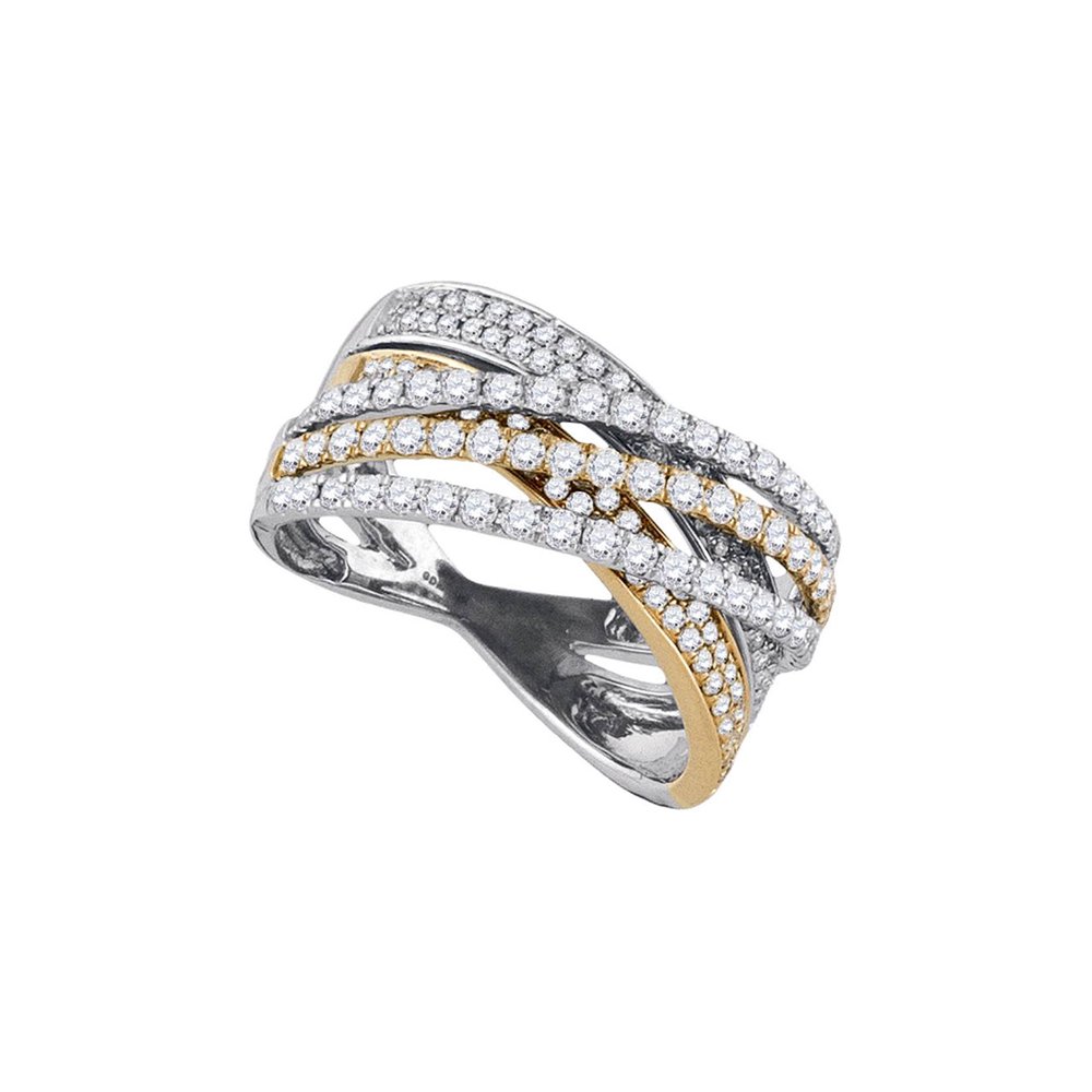 The Jewelry Master 14kt Twotone Gold Womens Round Diamond Crossover