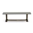 thumbnail image 4 of East West Furniture V-Style 15x60" Wood Dining Bench in Jacobean/Cement Gray, 4 of 5
