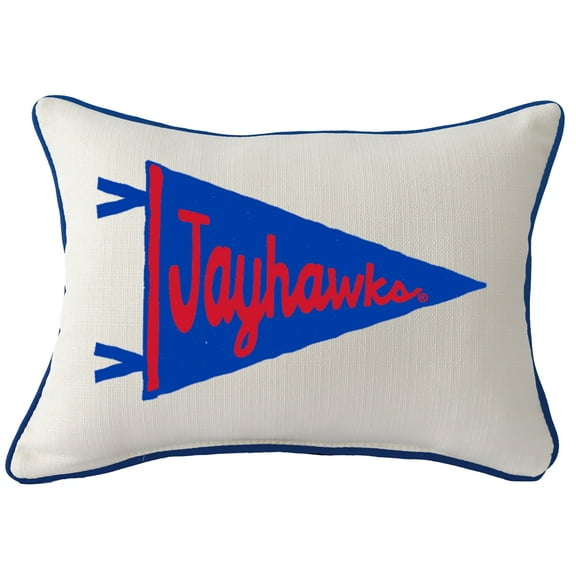 Kansas Jayhawks Pennant Rectangular Piped Pillow