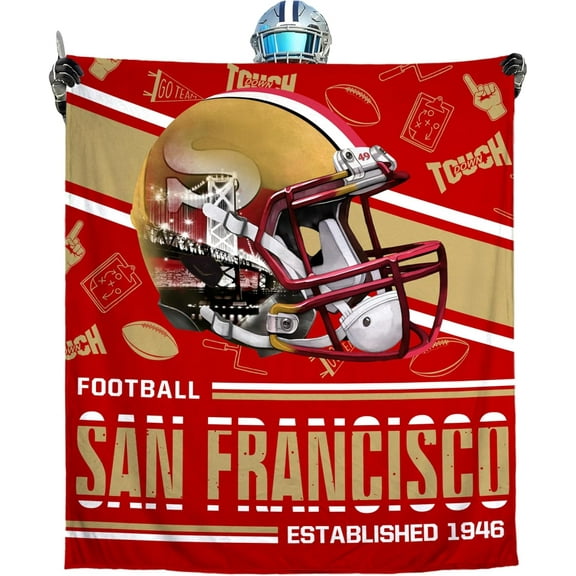 San Red Francisco Football Fans Flannel Blanket Gifts for Men Women Football Team Lovers Throw Blanket 60''''x50''''